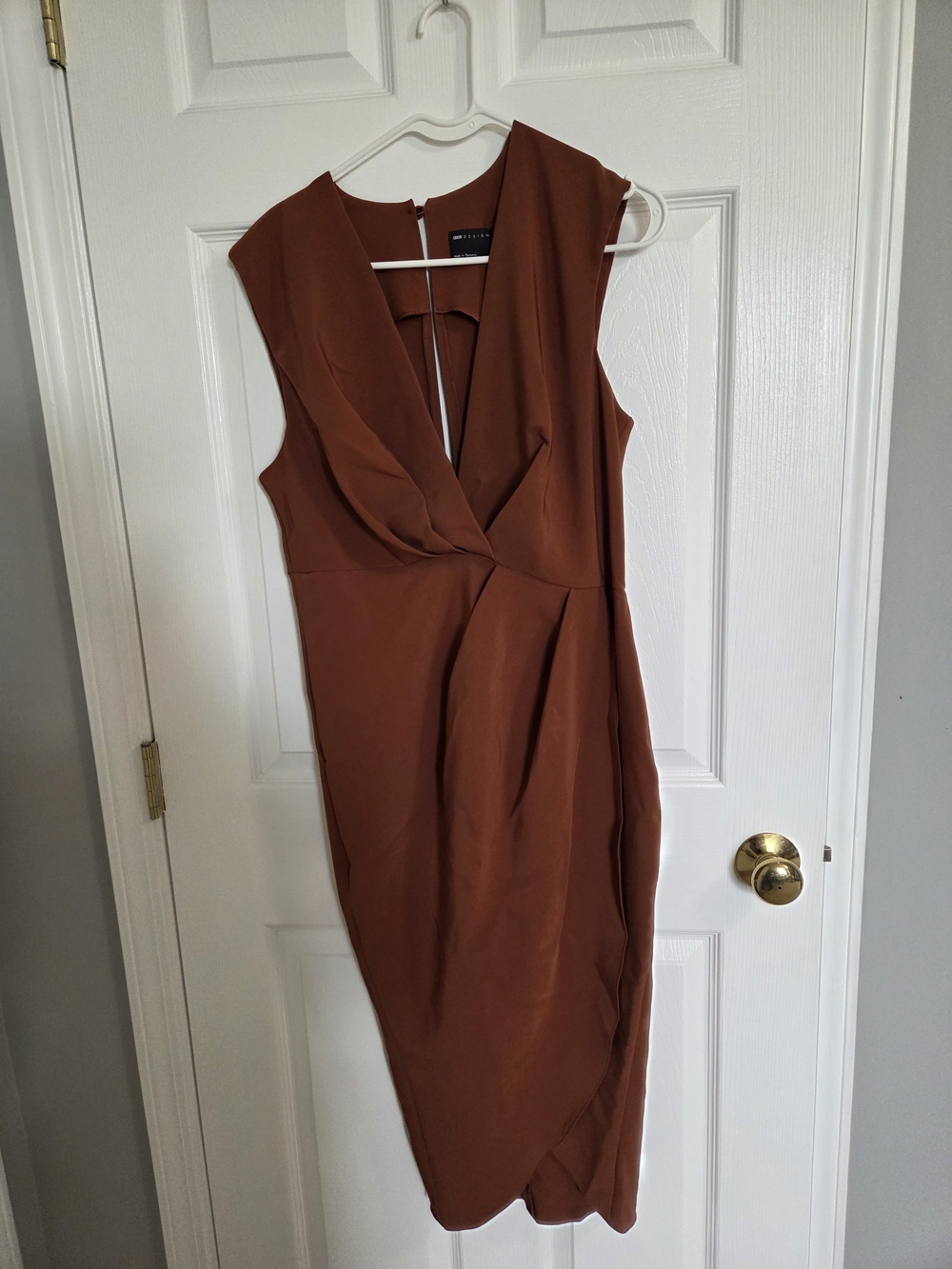 Asos Brown Dress Size 10 Faux Wrap Short Sleeve